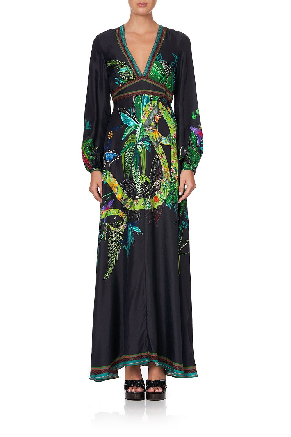 PRINTED LANTERN SLEEVE DRESS RIVER CRUISE