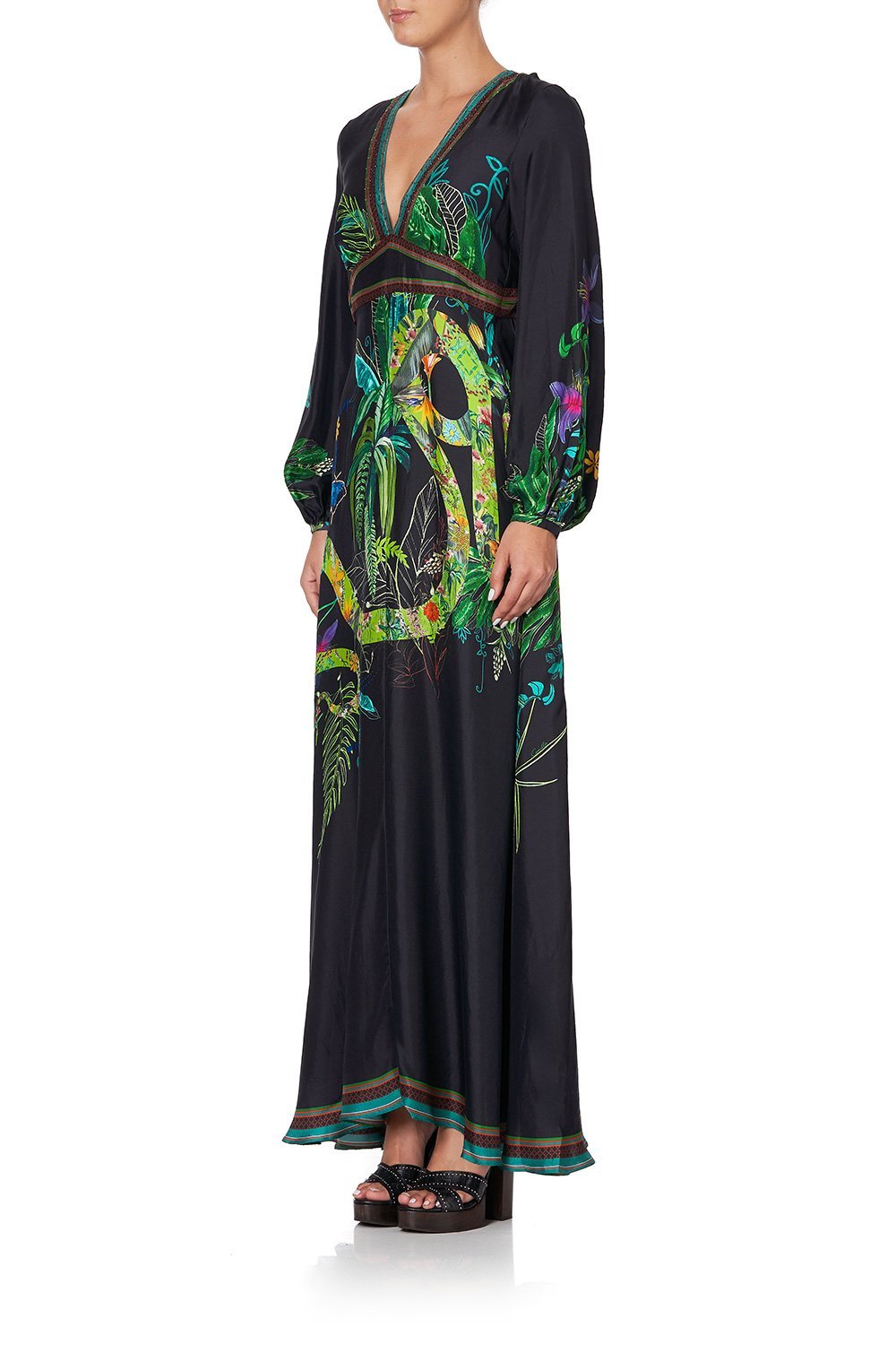 PRINTED LANTERN SLEEVE DRESS RIVER CRUISE