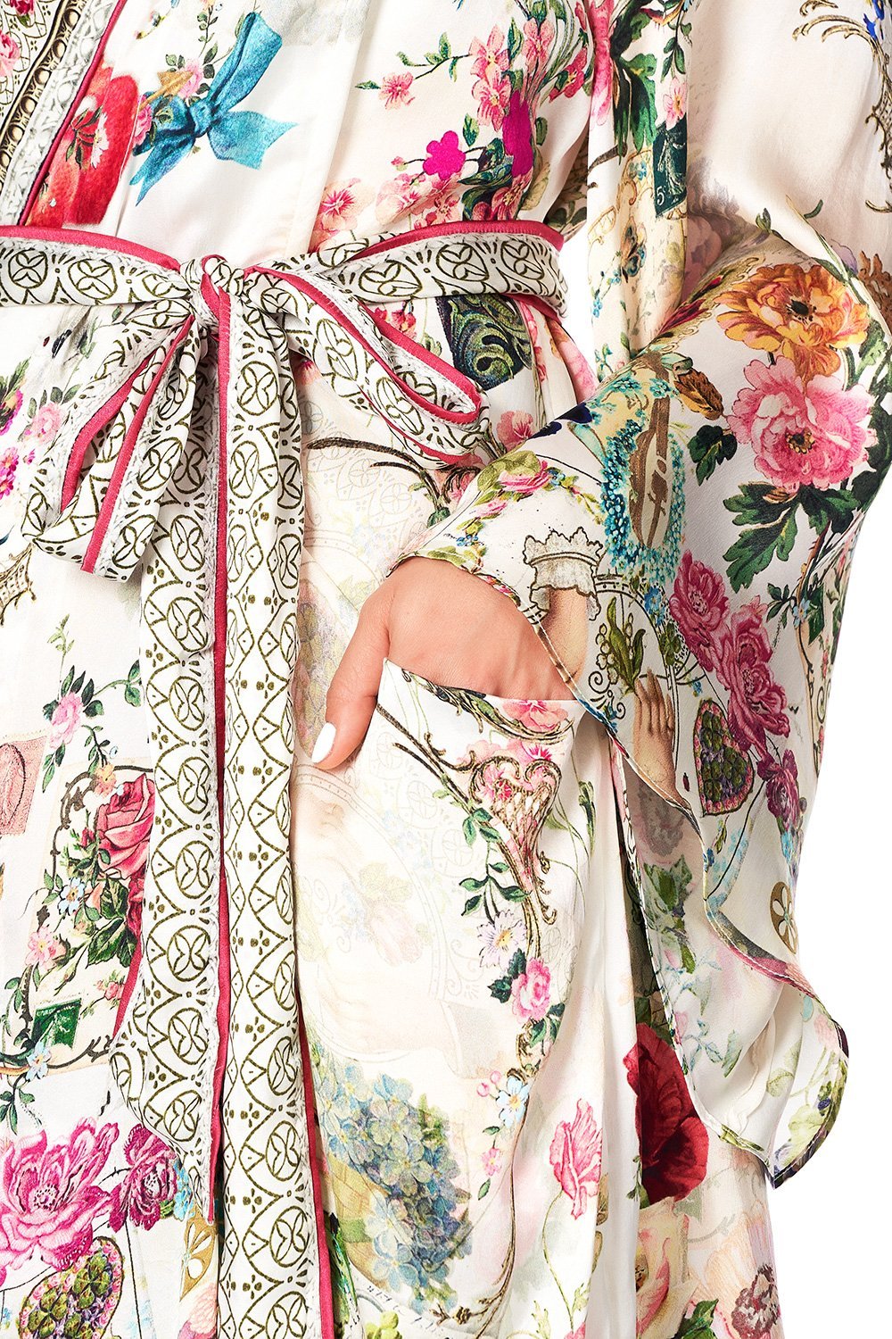 SLEEPWEAR FLARED SLEEVE DRESSING GOWN JARDIN POSTCARDS