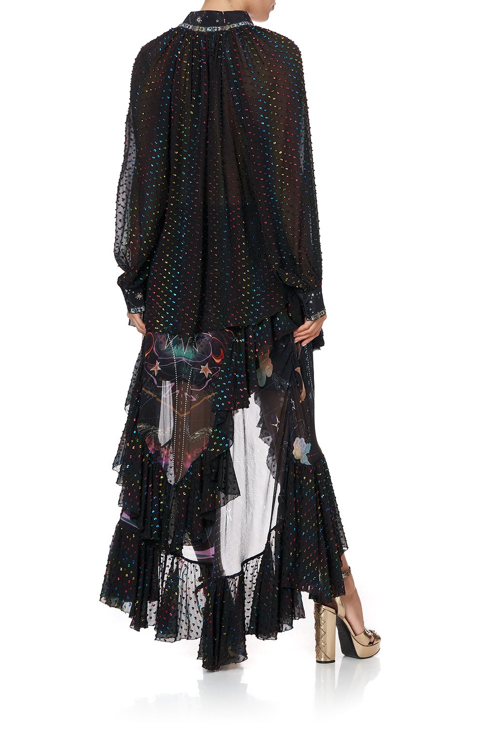 RAGLAN BUTTON UP SHIRT MIDNIGHT MOON HOUSE