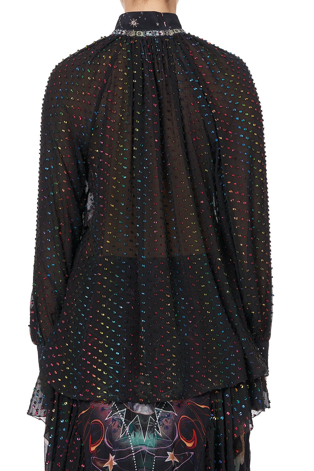 RAGLAN BUTTON UP SHIRT MIDNIGHT MOON HOUSE