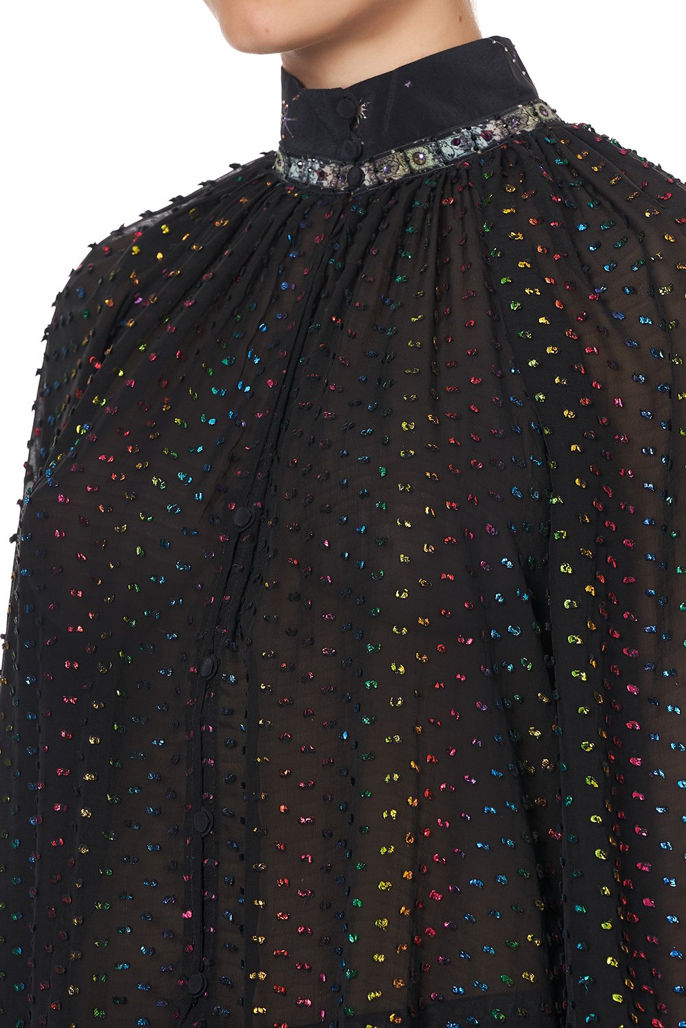 RAGLAN BUTTON UP SHIRT MIDNIGHT MOON HOUSE