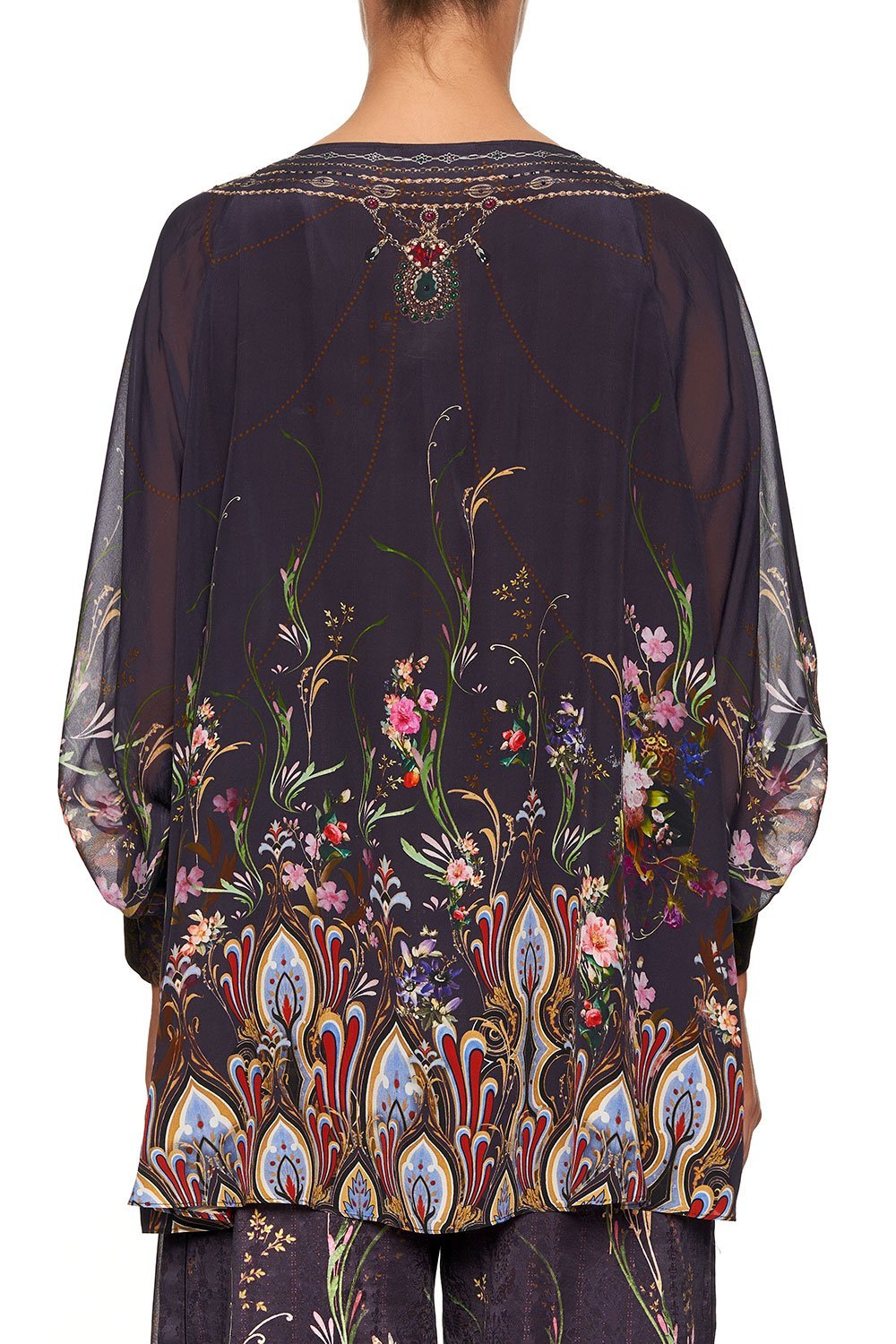 CAMILLA RAGLAN SLEEVE BUTTON UP TOP WILD FLOWER