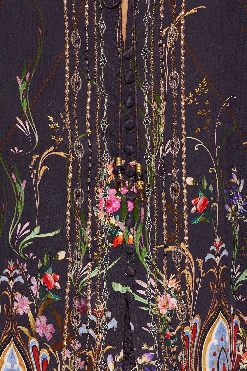 CAMILLA RAGLAN SLEEVE BUTTON UP TOP WILD FLOWER