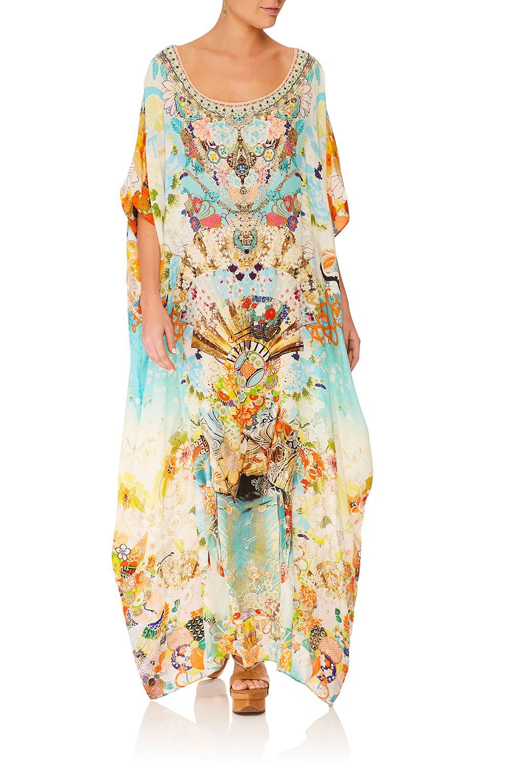 CAMILLA RETROS RAINBOW ROUND NECK KAFTAN