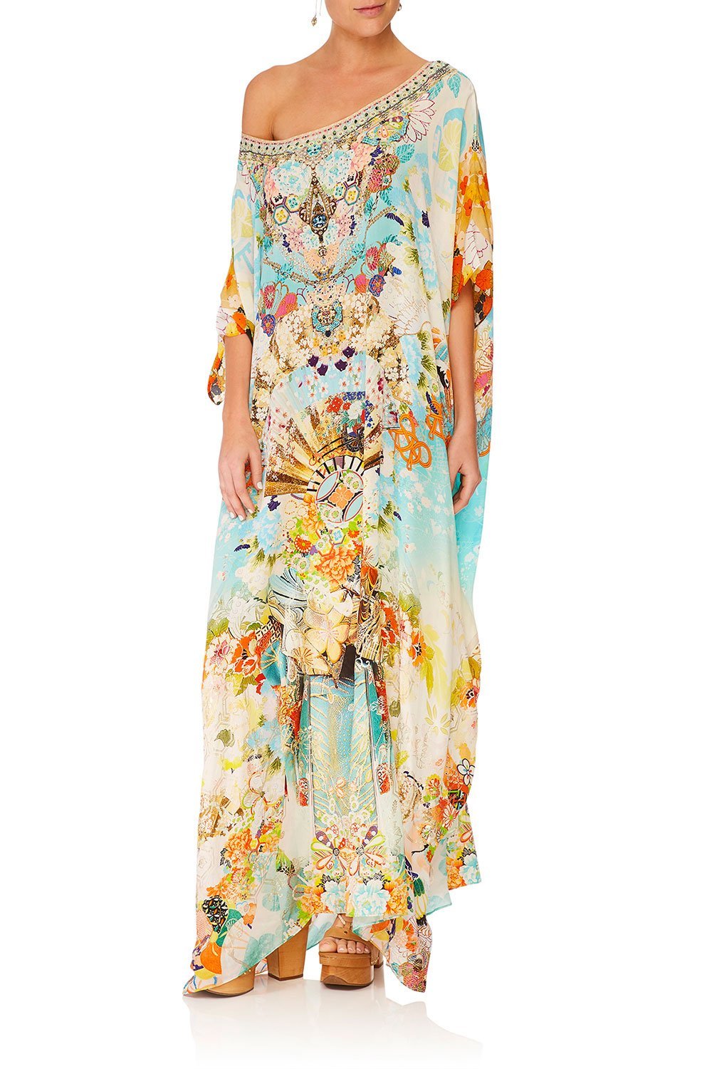CAMILLA RETROS RAINBOW ROUND NECK KAFTAN
