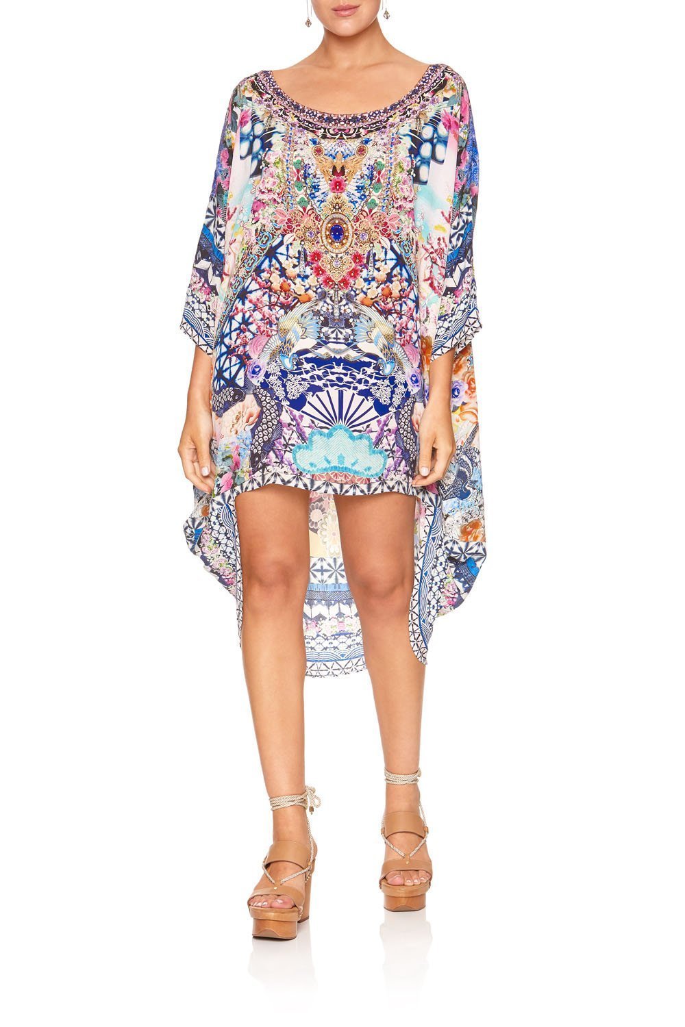 SCOOP BACK HEM DRESS SHIBORI SHORES