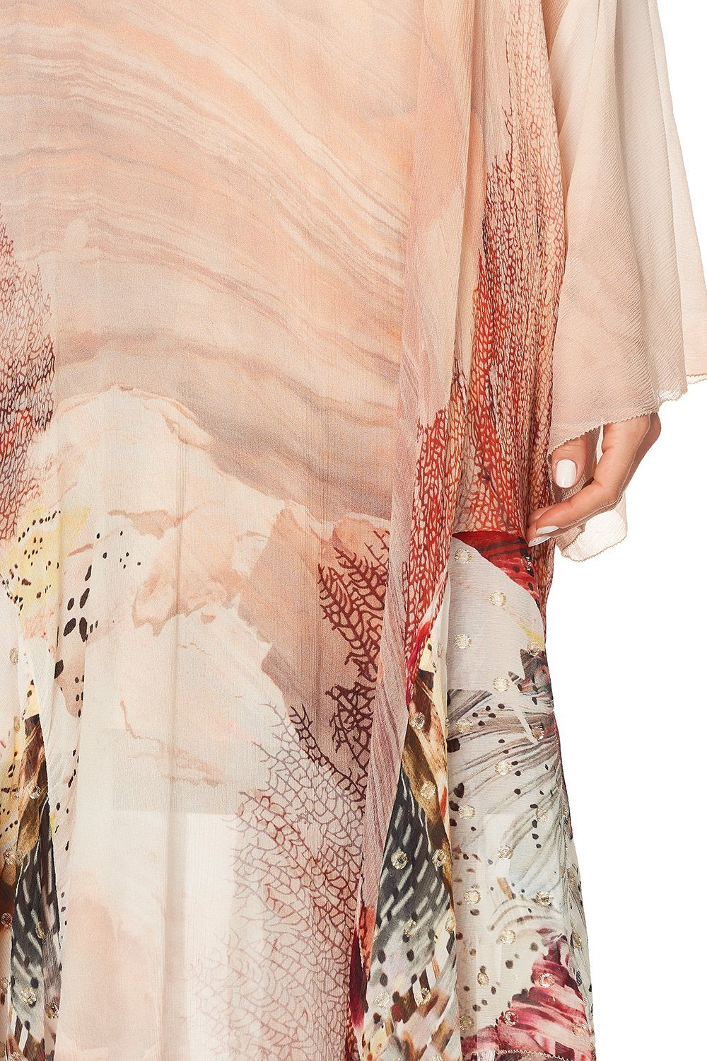 SHEER KAFTAN WITH TIE AND SLIP COASTAL TREASURE