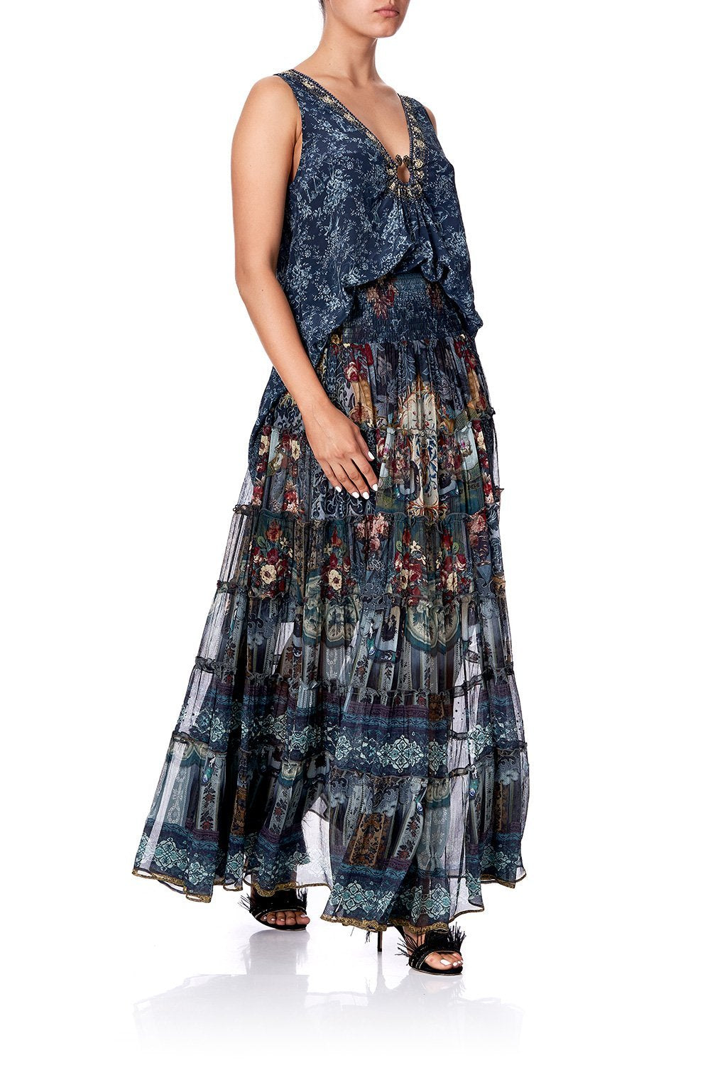 SHEER TIERED CIRCLE SKIRT HOTEL BOHEME