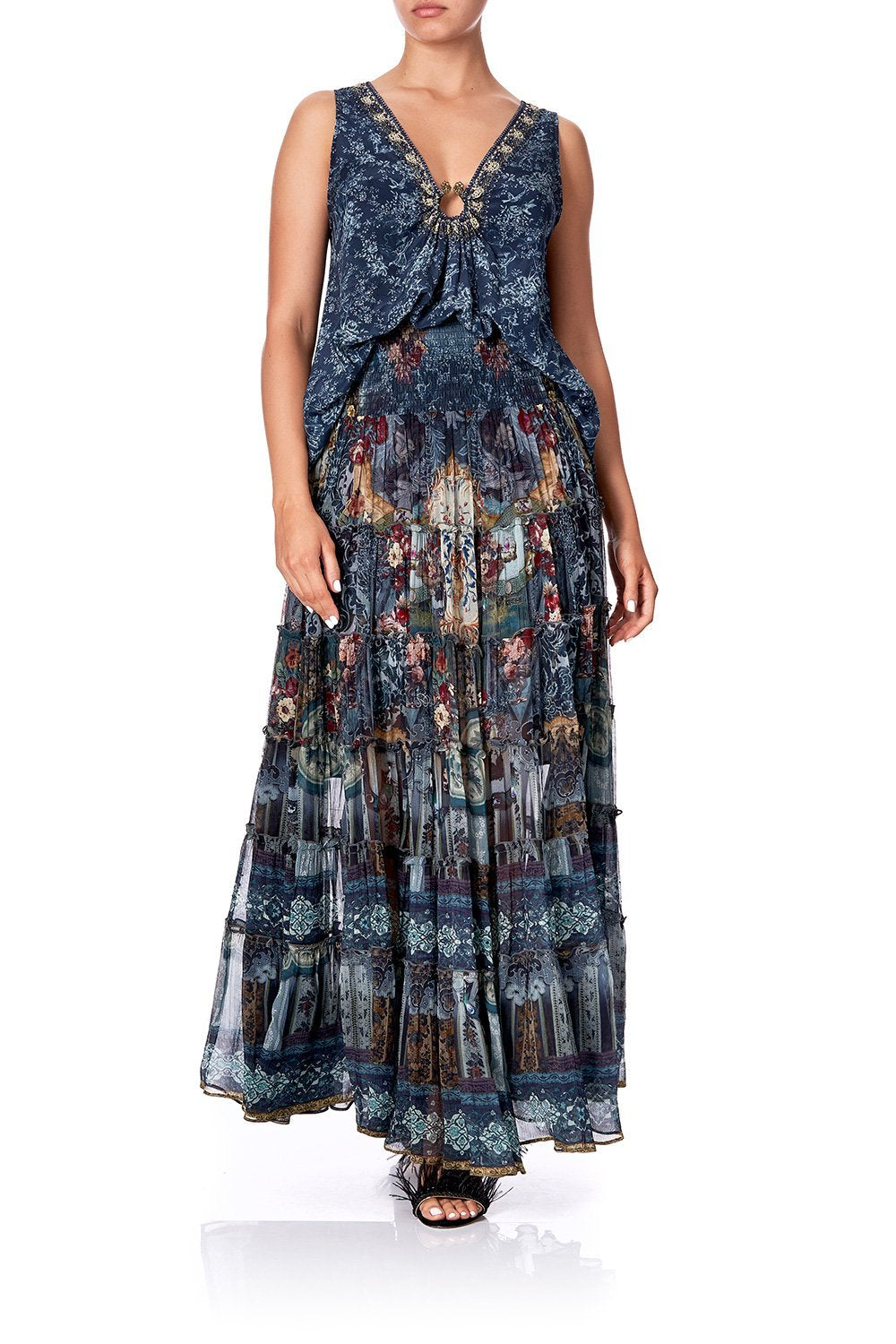 SHEER TIERED CIRCLE SKIRT HOTEL BOHEME