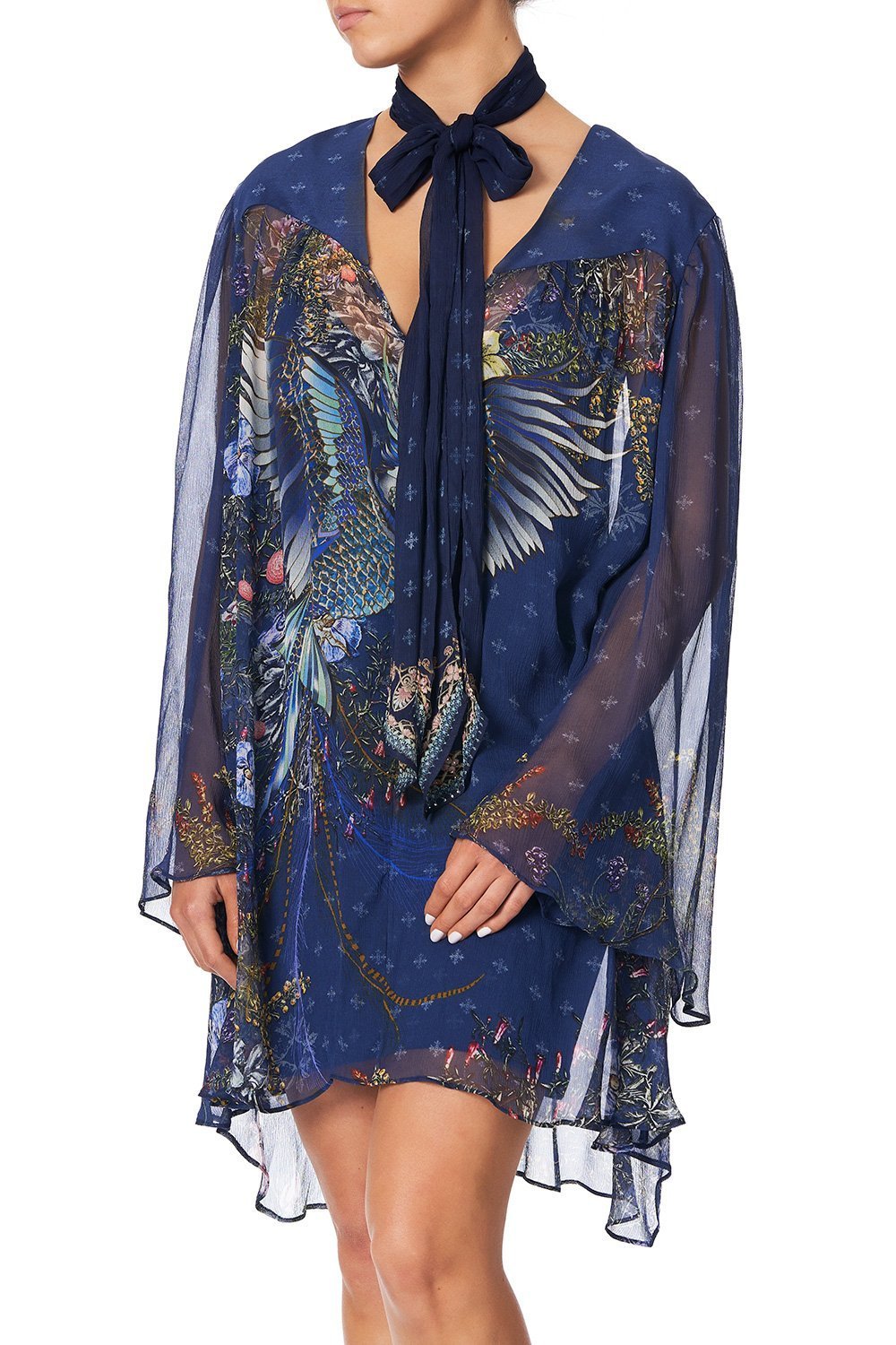 SHORT DRESS WITH YOKE SOUTHERN TWILIGHT