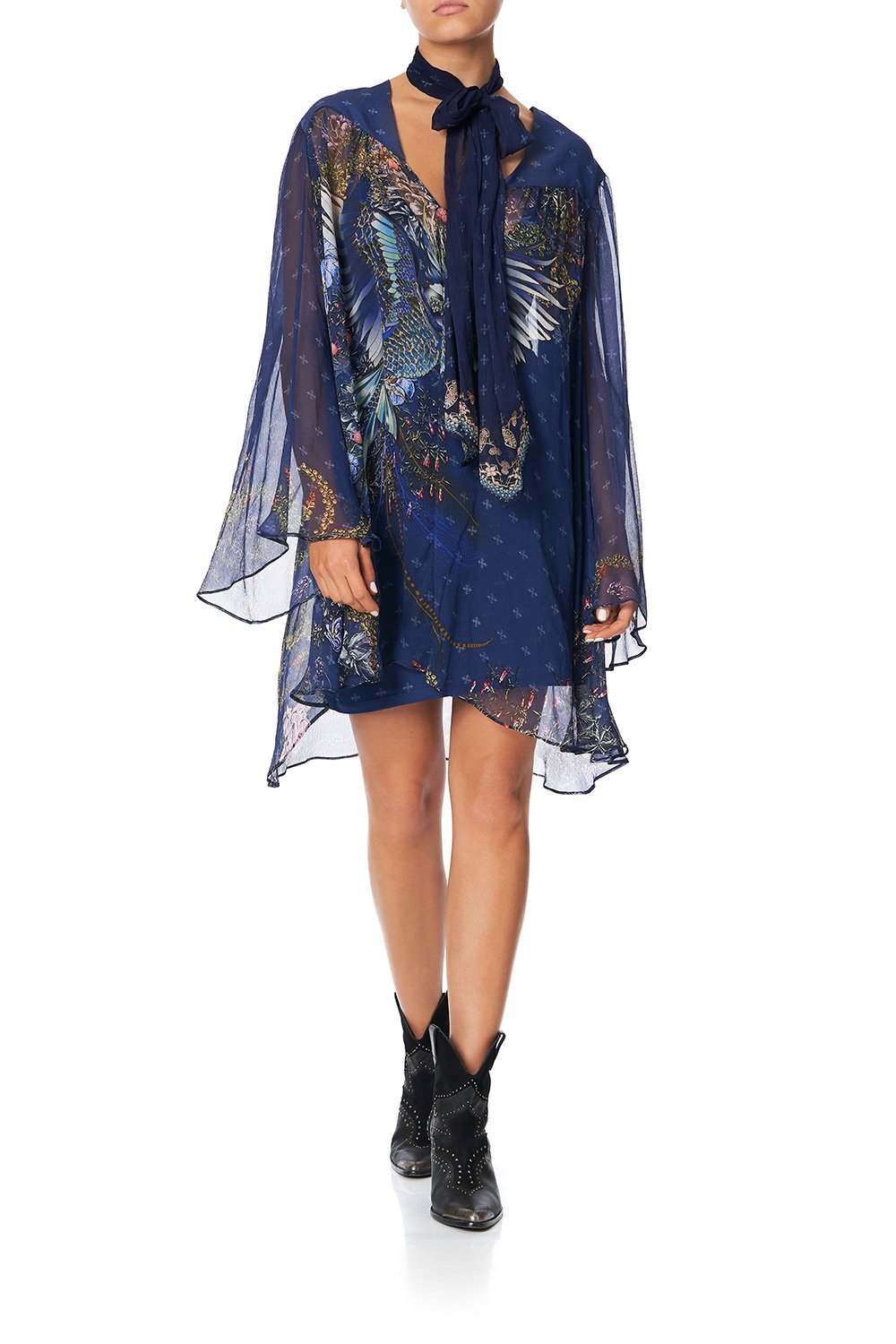 SHORT DRESS WITH YOKE SOUTHERN TWILIGHT