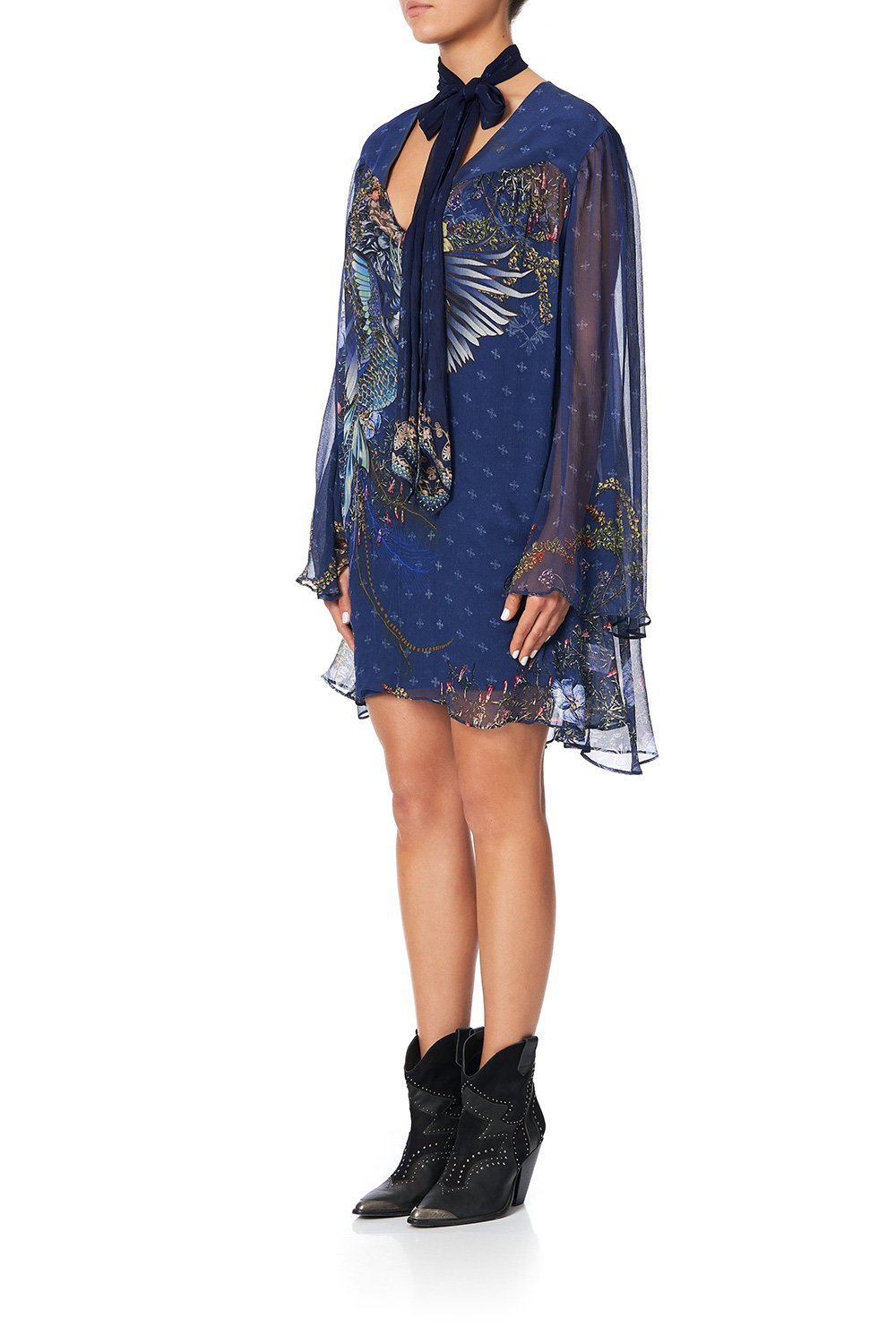 SHORT DRESS WITH YOKE SOUTHERN TWILIGHT