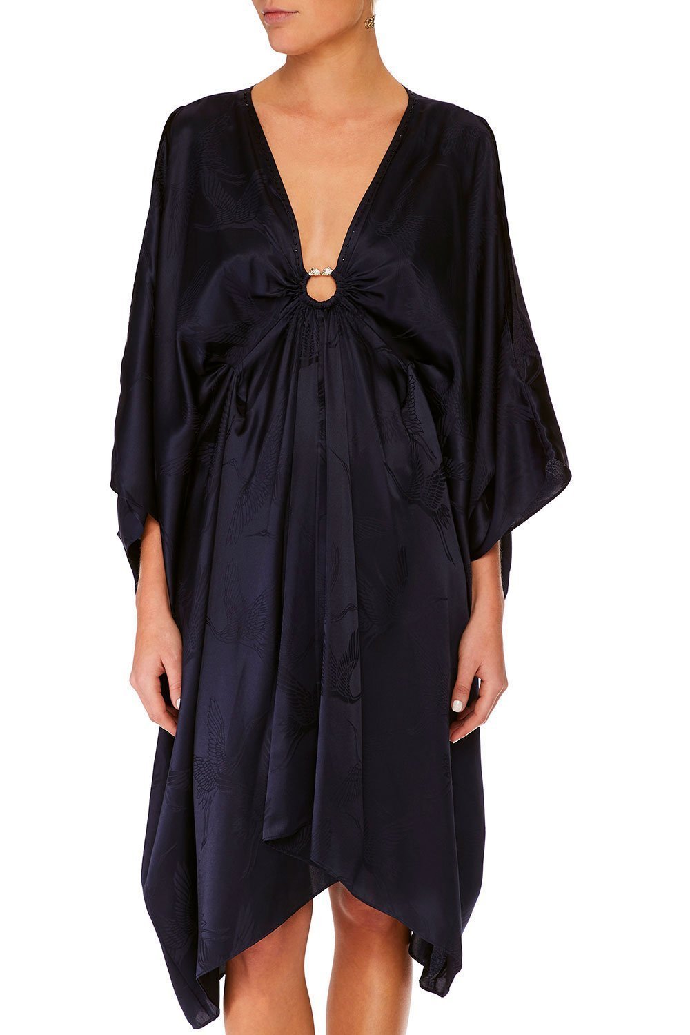 CAMILLA SOLID NAVY SHORT KAFTAN W HARDWARE