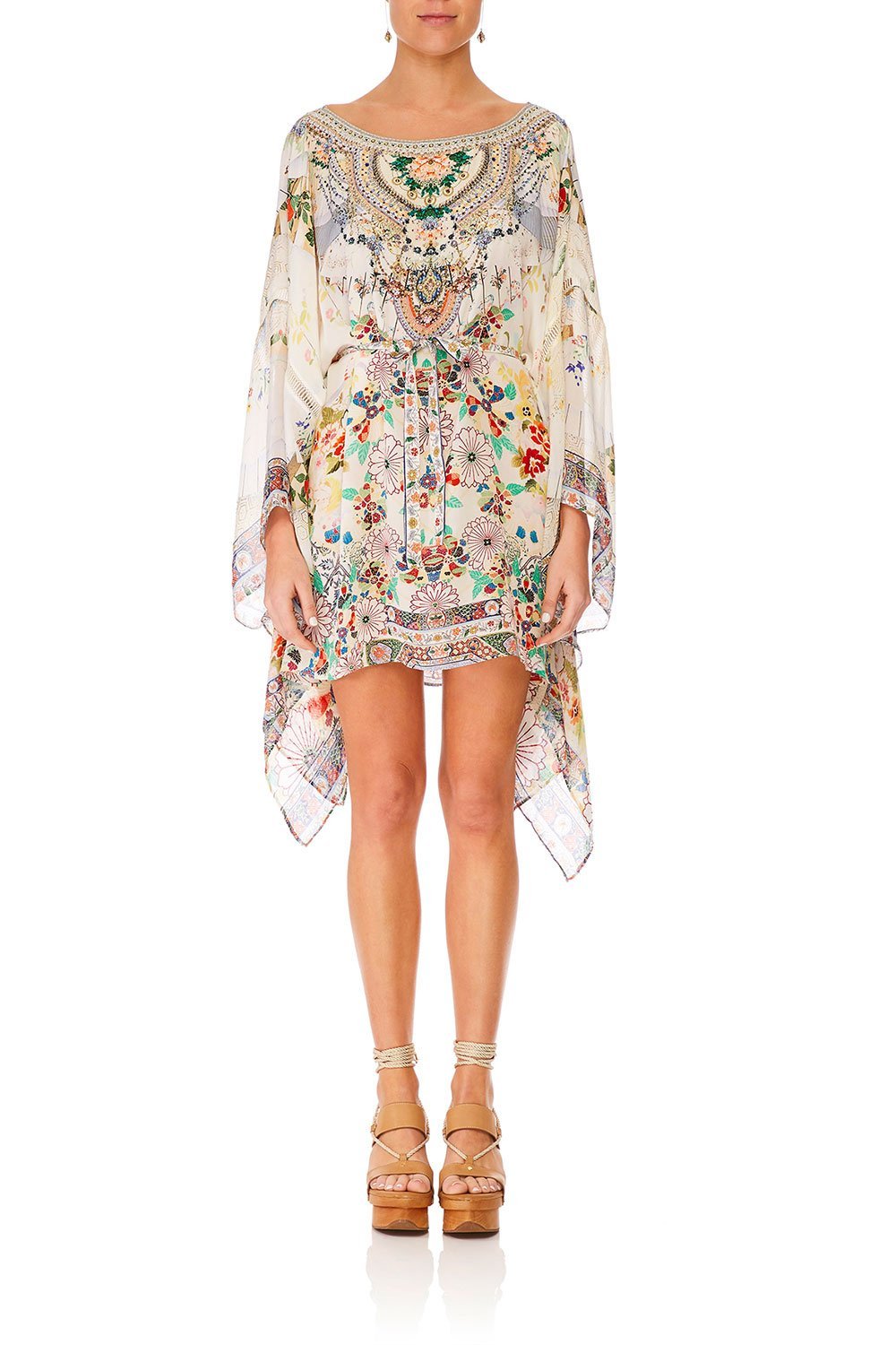 CAMILLA TIME AFTER TIME SHORT KAFTAN W SHEER SLEEVE