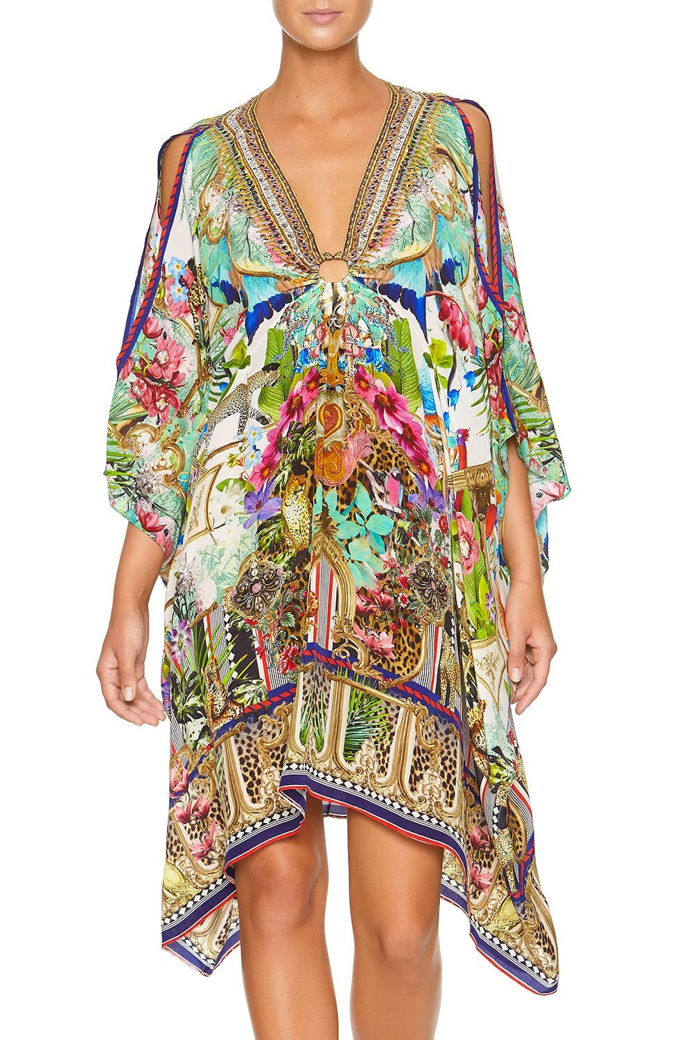 CAMILLA SHORT KAFTAN WITH HARDWARE CHAMPAGNE COAST
