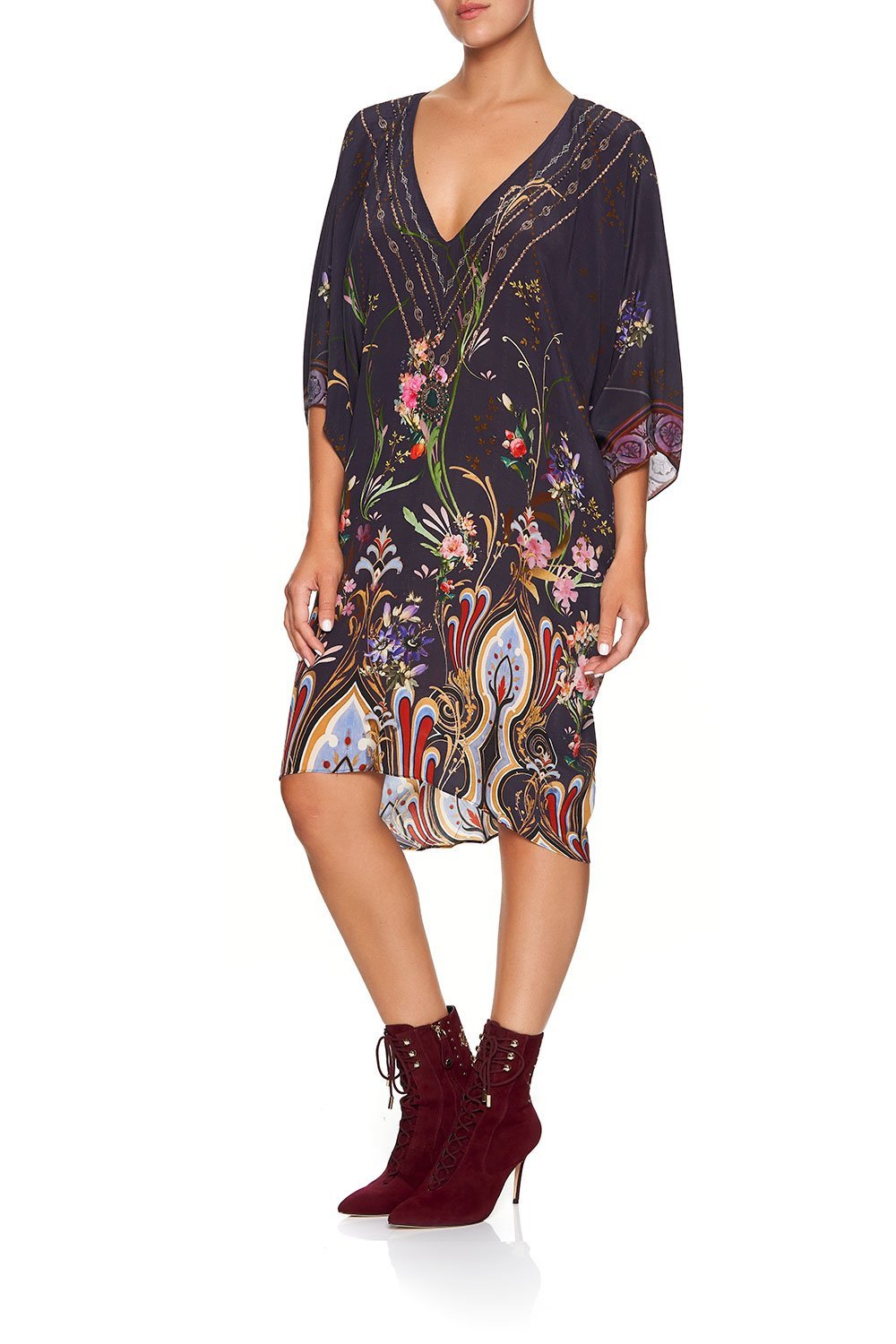 CAMILLA SHORT KAFTAN WITH RAGLAN SLEEVE WILD FLOWER