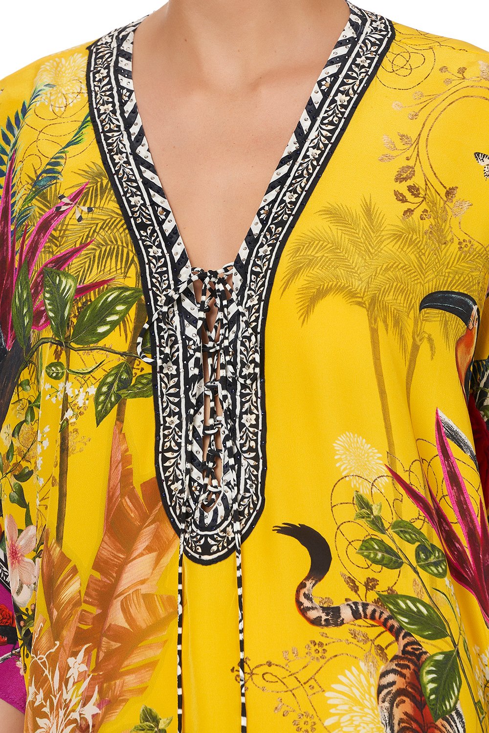 SHORT LACE UP KAFTAN SAFFRON MOON