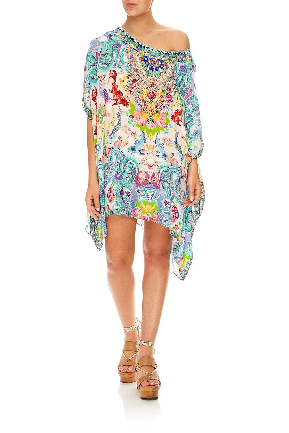 CAMILLA DRAGON DIVINITY SHORT ROUND NECK KAFTAN