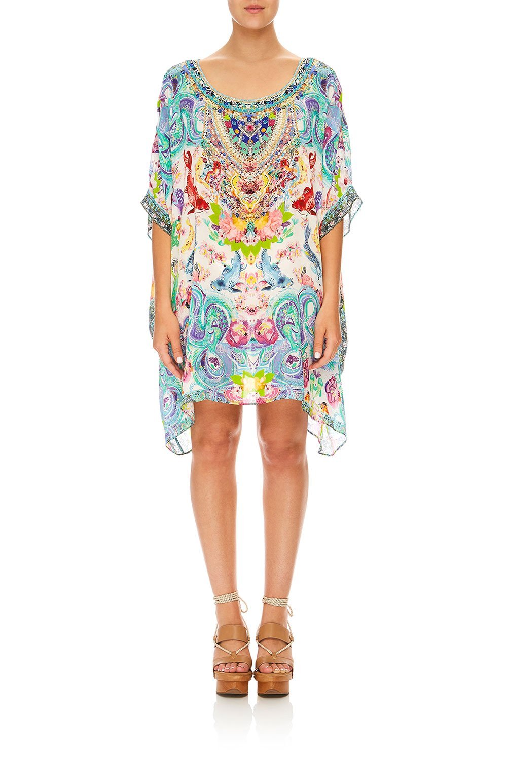 CAMILLA DRAGON DIVINITY SHORT ROUND NECK KAFTAN