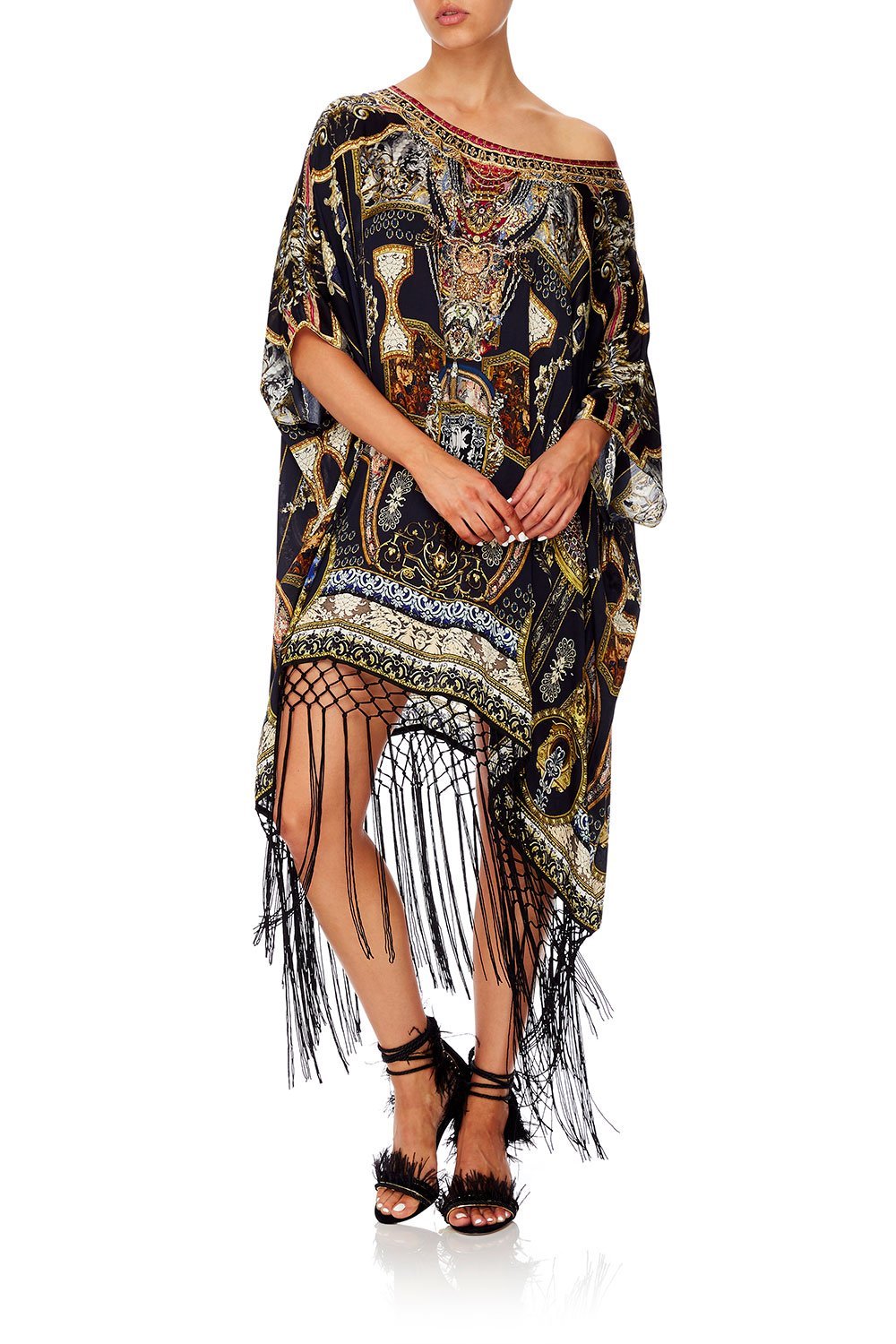 CAMILLA SHORT ROUND NECK KAFTAN MIDNIGHT MEETING