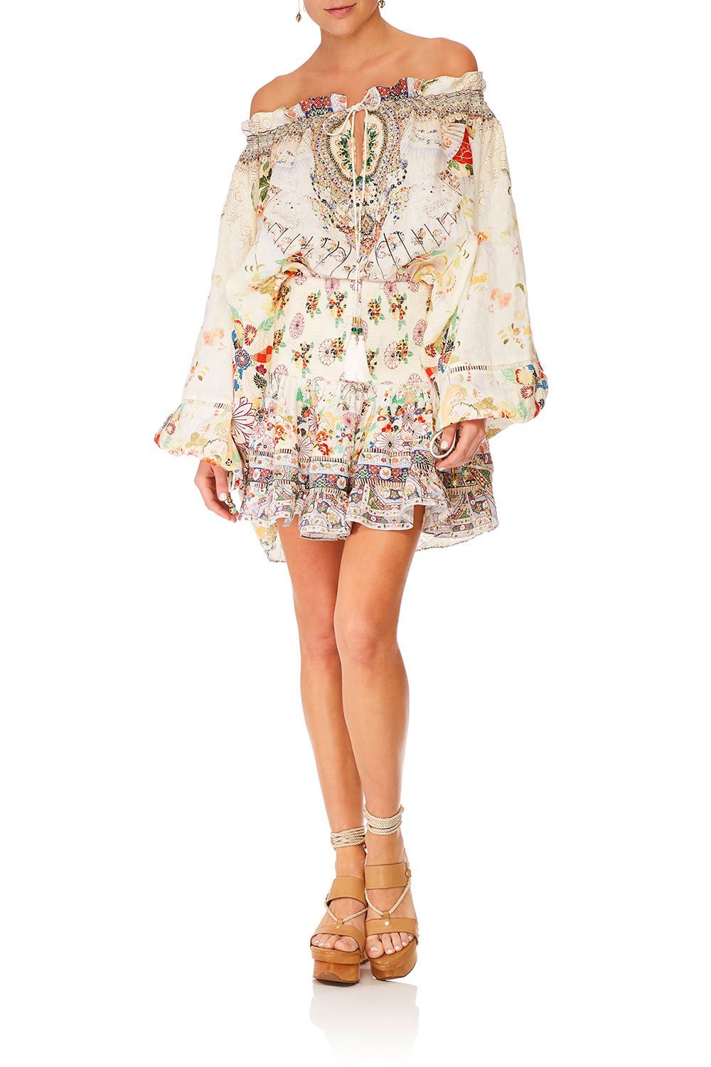 CAMILLA TIME AFTER TIME SHORT SHIRRED SKIRT