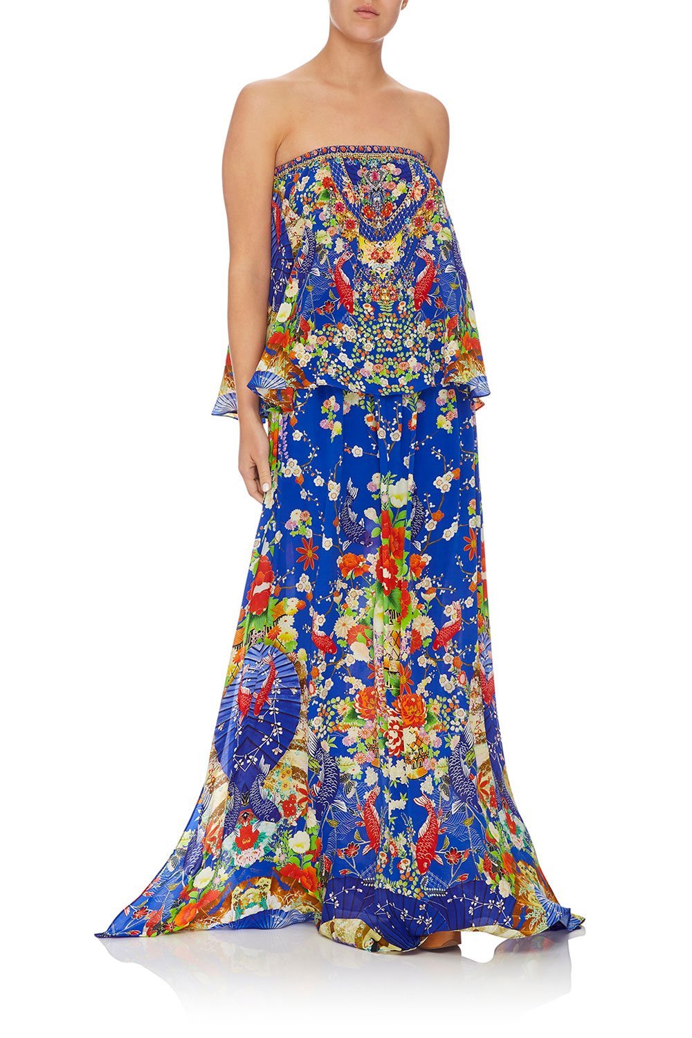 CAMILLA SKIRT W/ PINTUCK WAISTBAND PLAYING KOI