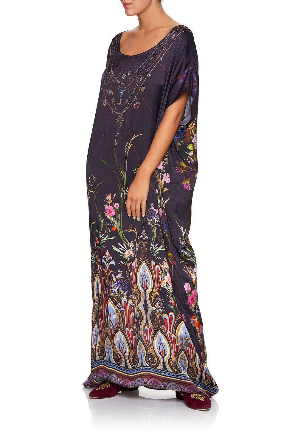 CAMILLA SLIM LINE ROUND NECK KAFTAN WILD FLOWER