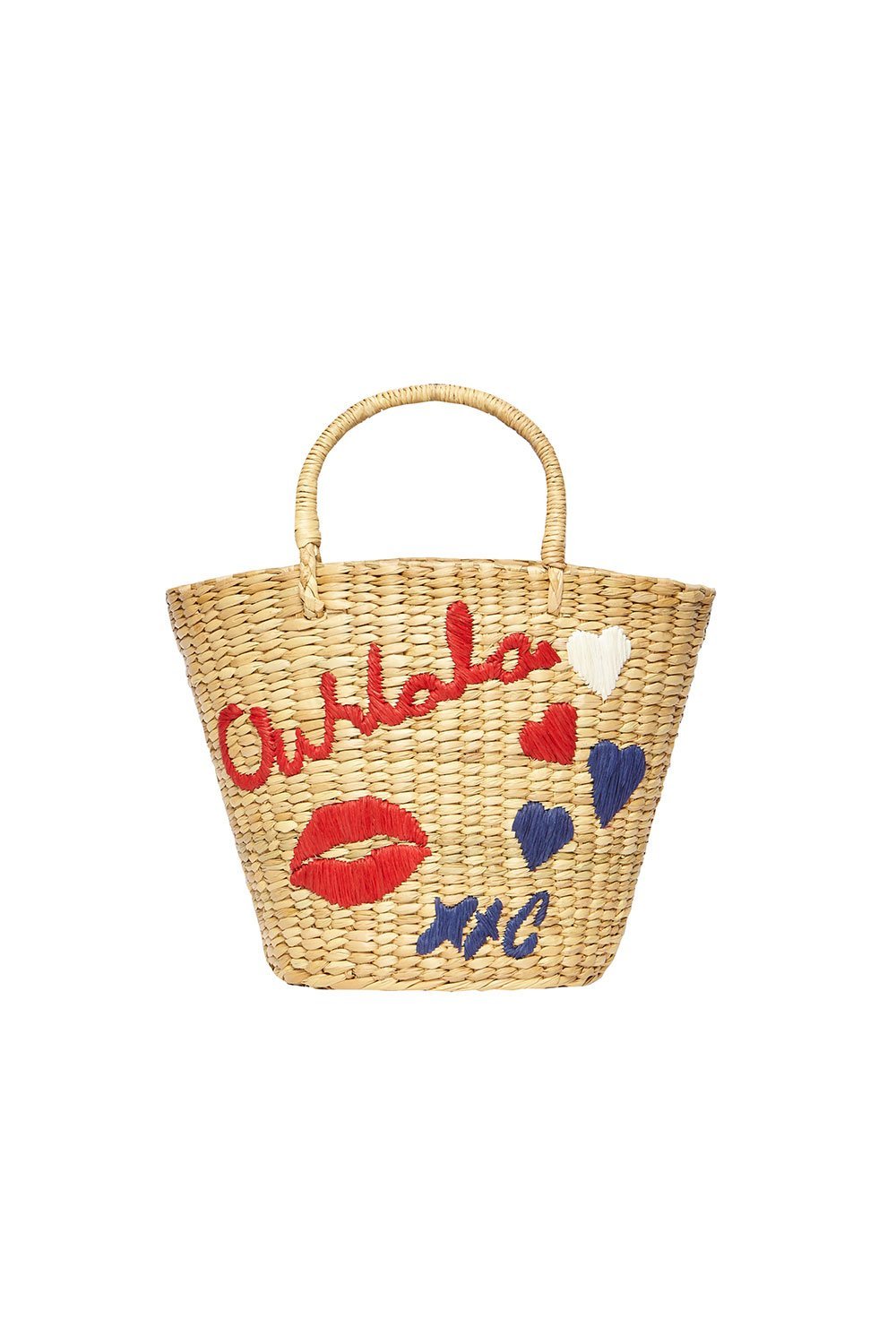 CAMILLA SMALL SEA GRASS BASKET PARIS EMBROIDERY