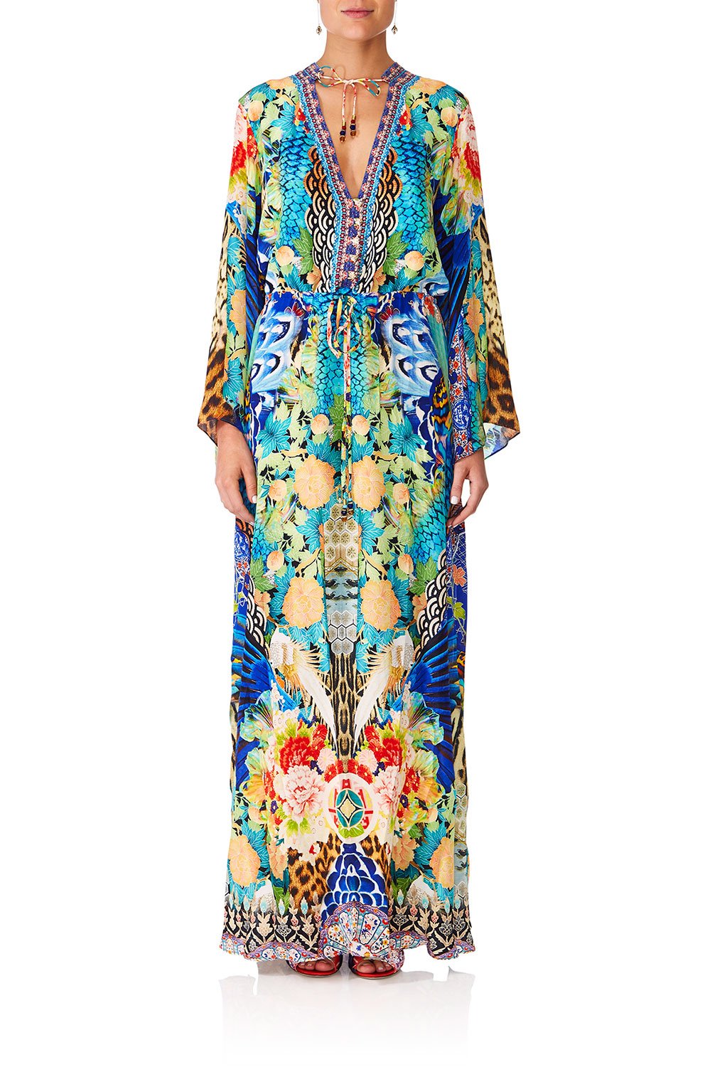 CAMILLA SPACE COWGIRL DRAWSTRING BUTTON UP DRESS