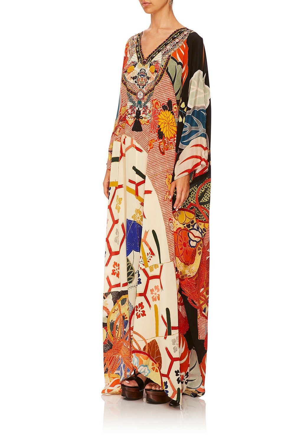 CAMILLA KISSING THE SUN SPLIT FRONT AND SLEEVE KAFTAN