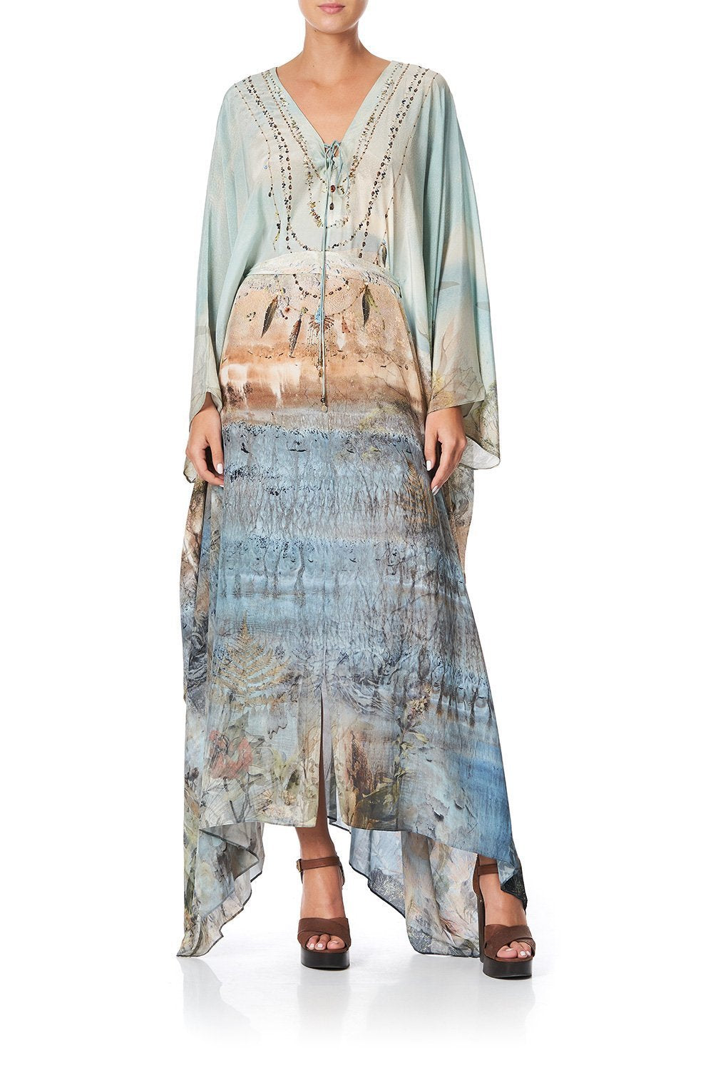 SPLIT HEM LACE UP KAFTAN COUNTRY DIARIES