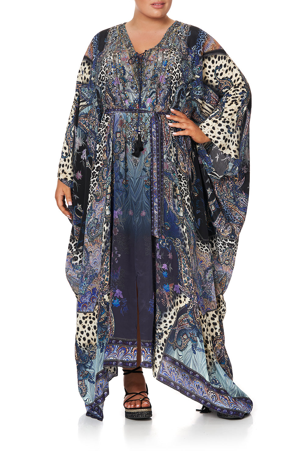 SPLIT HEM LACE UP KAFTAN FESTIVAL EXPRESS