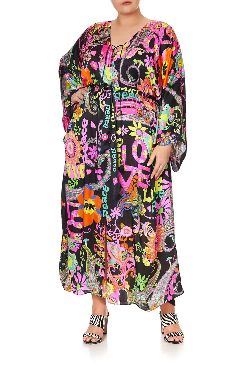 SPLIT HEM LACE UP KAFTAN PEACE LOVE AND HAIR