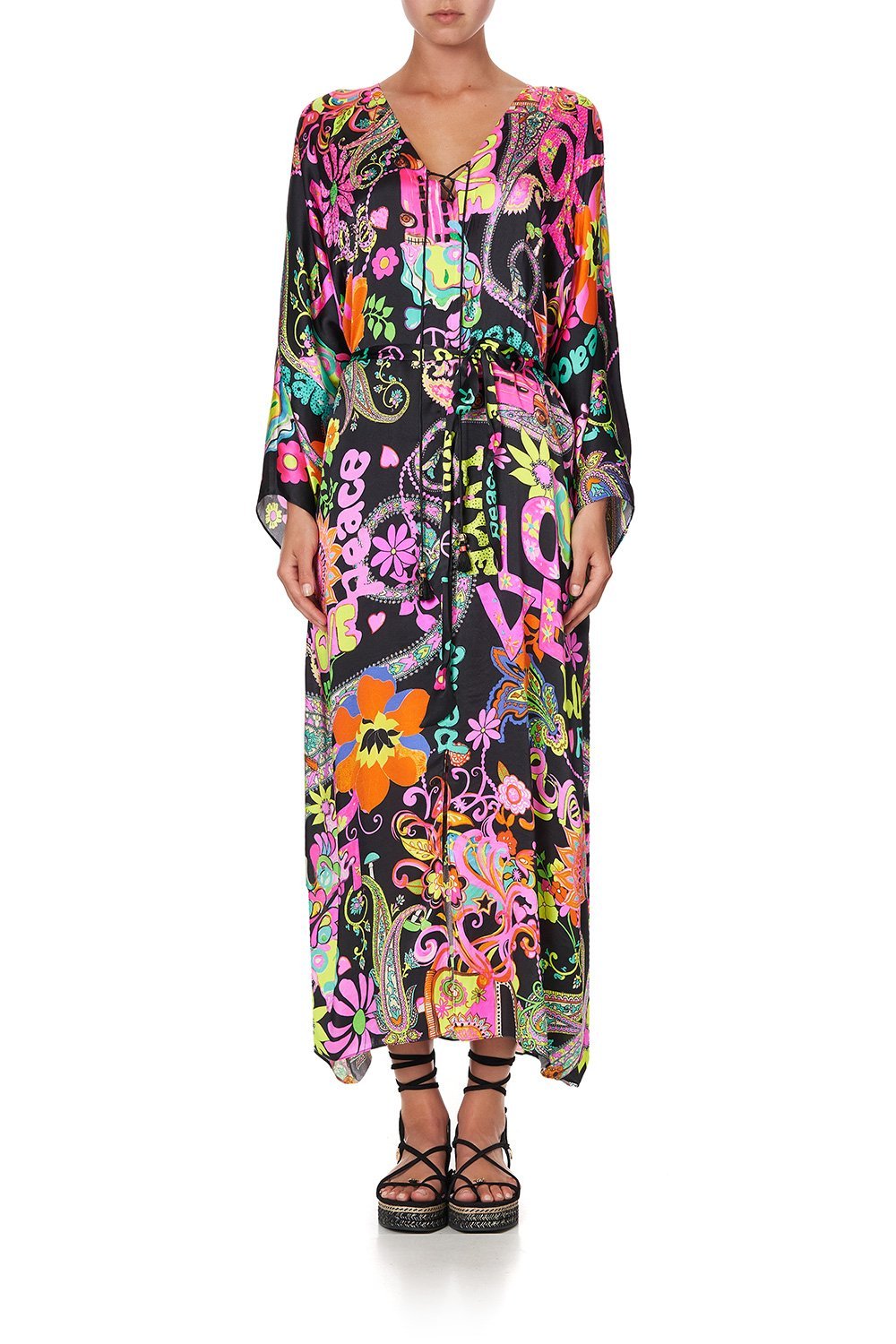 SPLIT HEM LACE UP KAFTAN PEACE LOVE AND HAIR