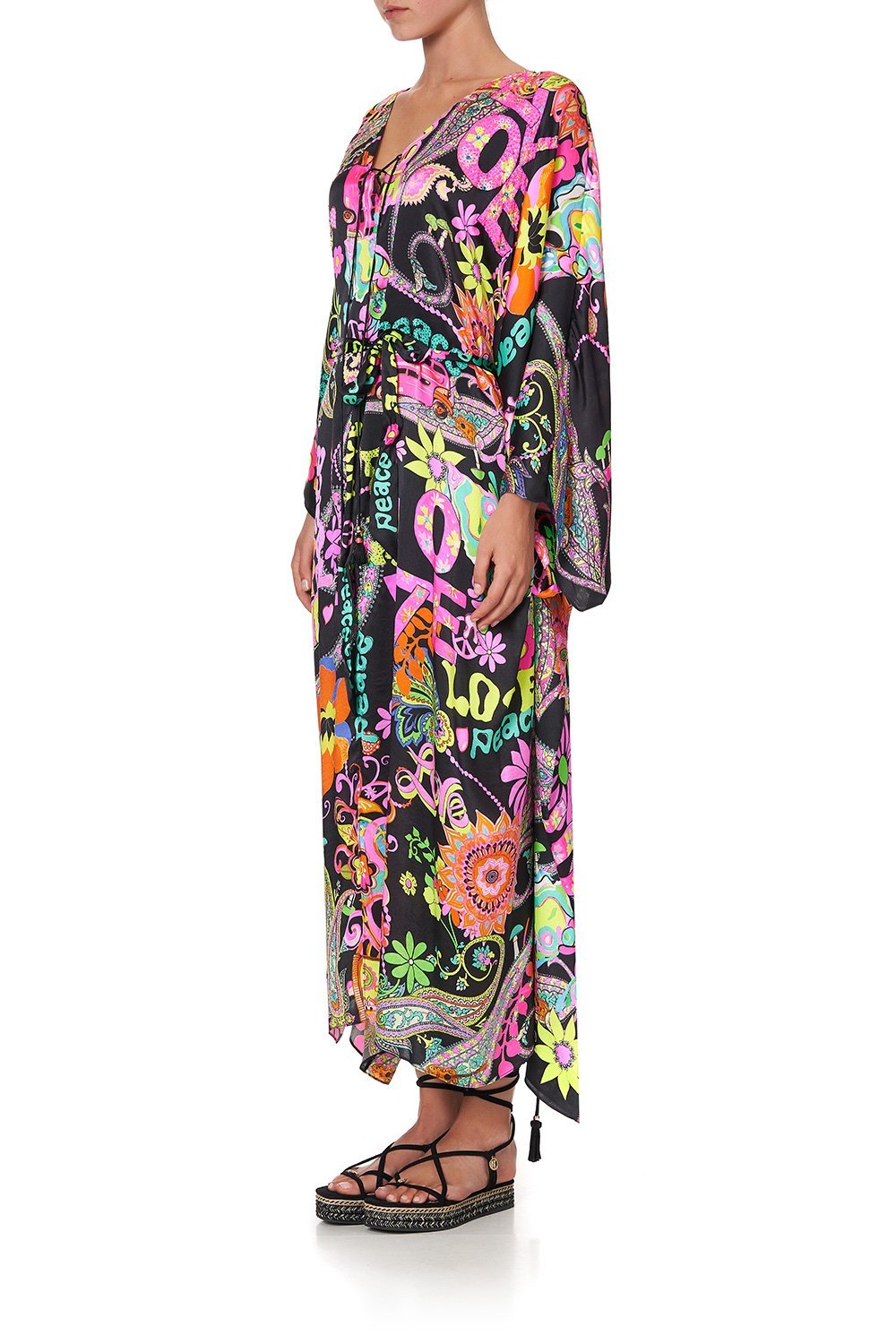 SPLIT HEM LACE UP KAFTAN PEACE LOVE AND HAIR