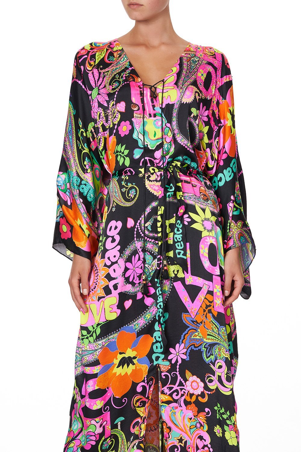 SPLIT HEM LACE UP KAFTAN PEACE LOVE AND HAIR