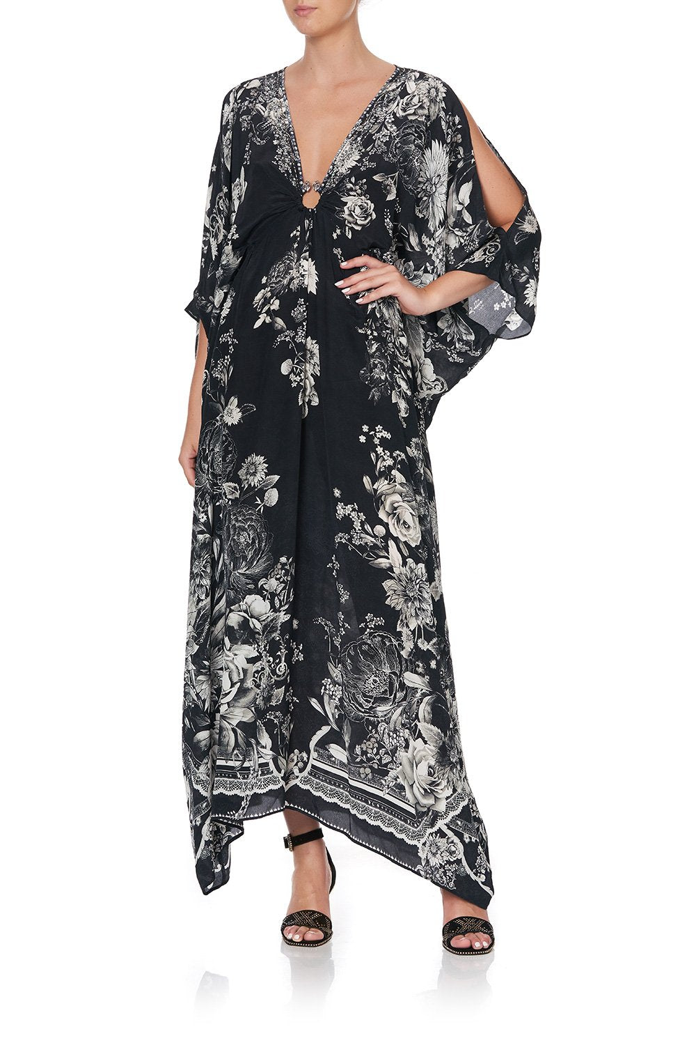 SPLIT SLEEVE KAFTAN WITH HARDWARE MOONSHINE BLOOM