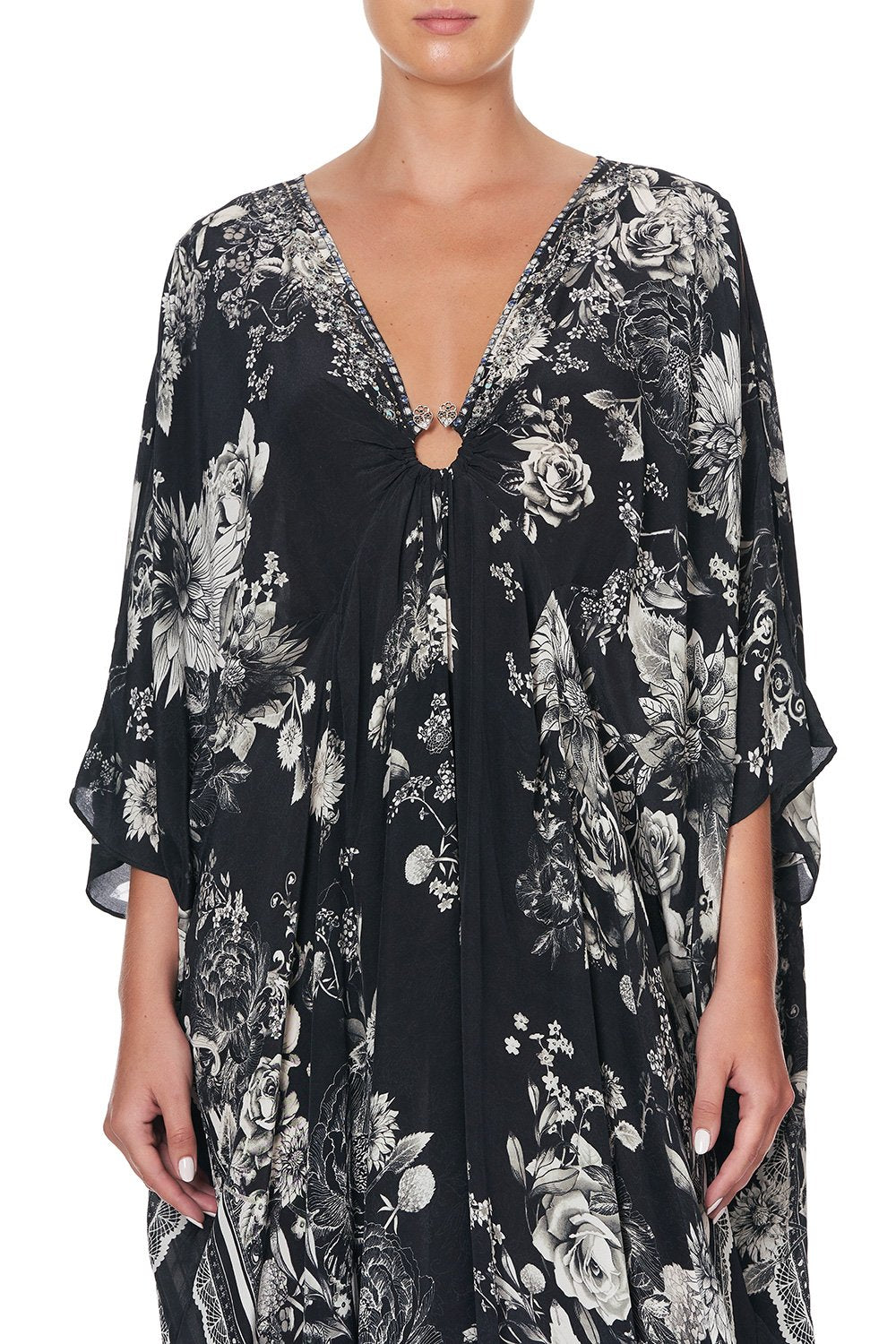 SPLIT SLEEVE KAFTAN WITH HARDWARE MOONSHINE BLOOM