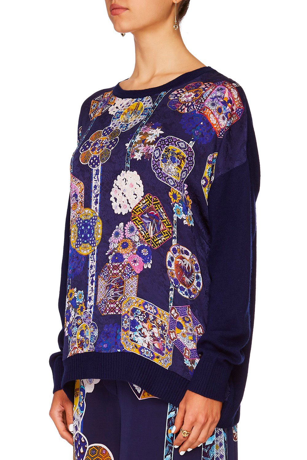 CAMILLA STAR GAZER LOOSE FIT JUMPER W KNIT BACK