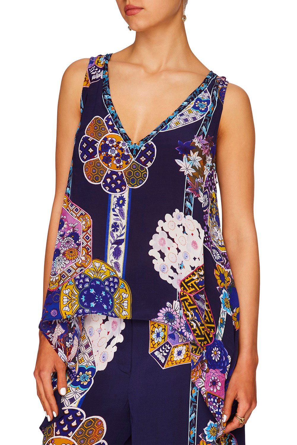 CAMILLA STAR GAZER V-NECK CROSS BACK TOP