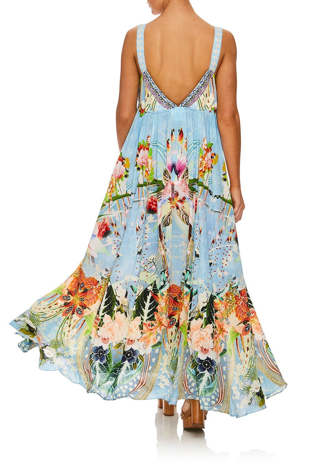 CAMILLA THE STILL ABYSS STRAP DRESS W/ GATHERED WAIST