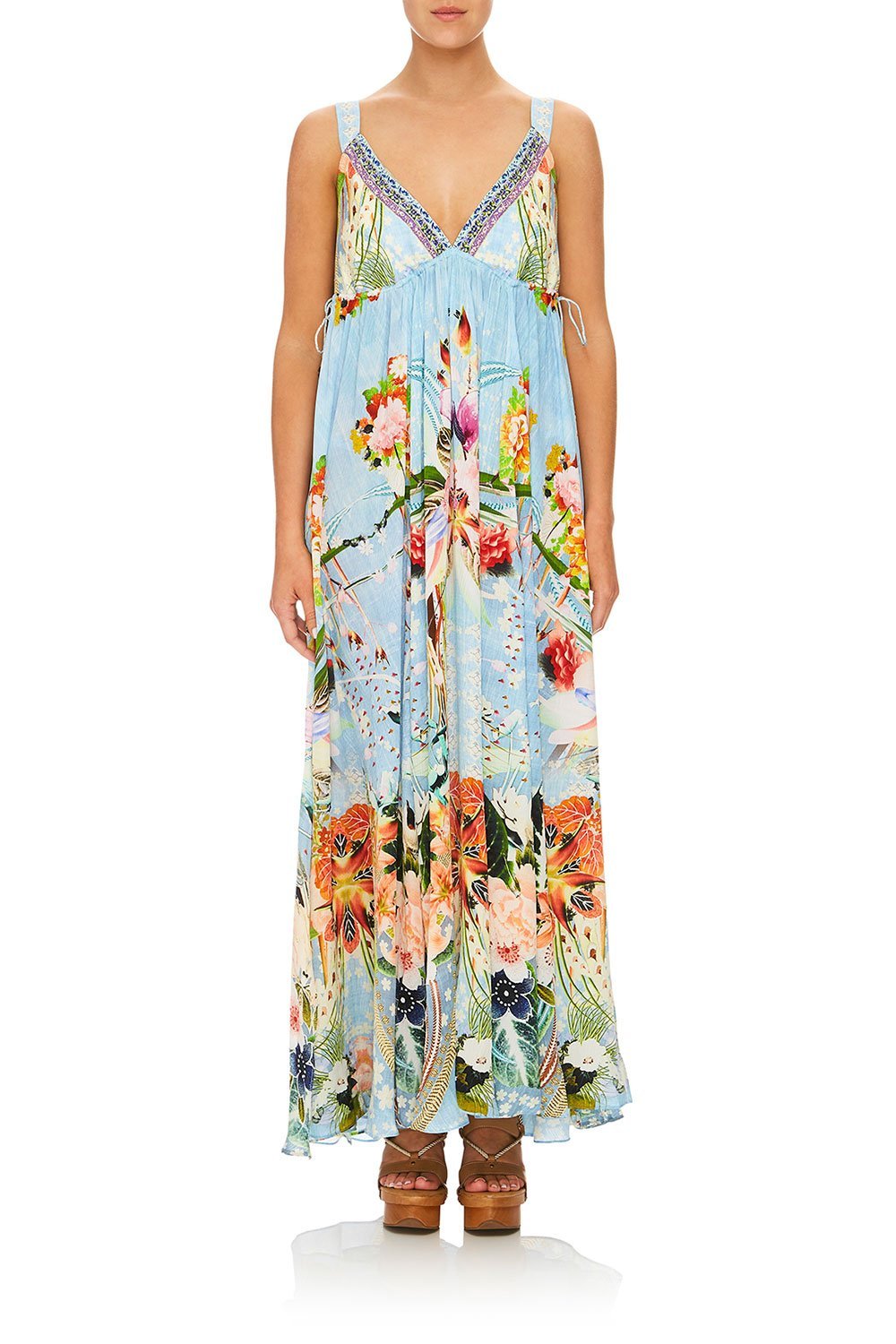 CAMILLA THE STILL ABYSS STRAP DRESS W/ GATHERED WAIST