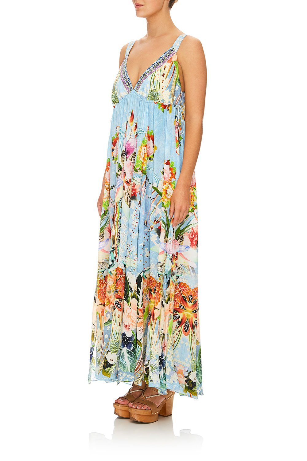 CAMILLA THE STILL ABYSS STRAP DRESS W/ GATHERED WAIST