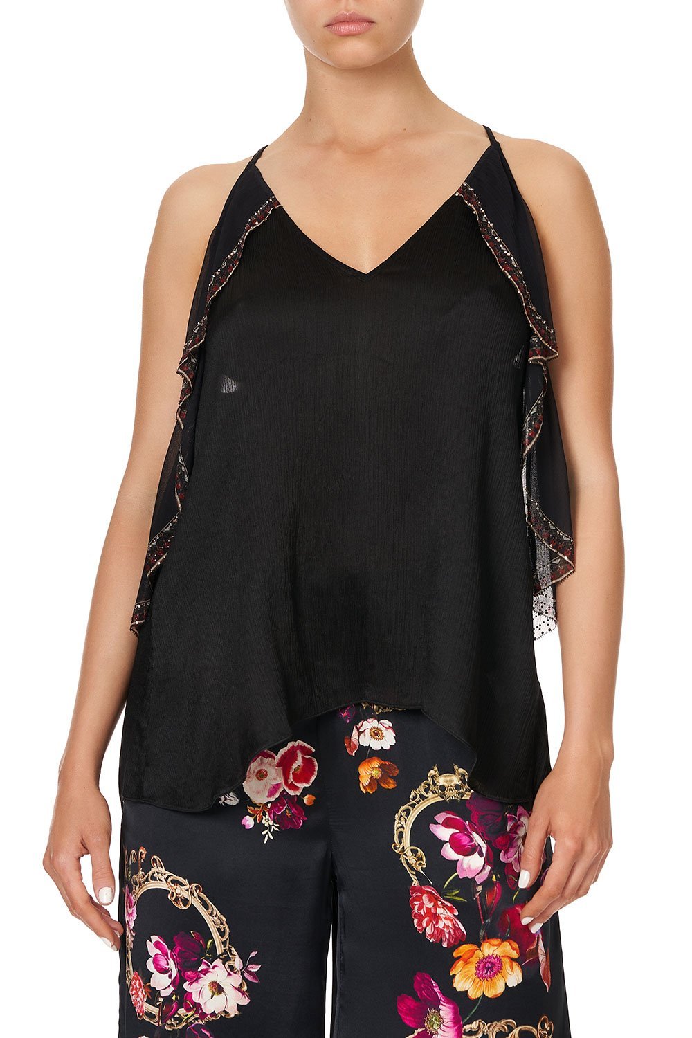 STRAP TOP WITH RUFFLE MIRROR MIRROR