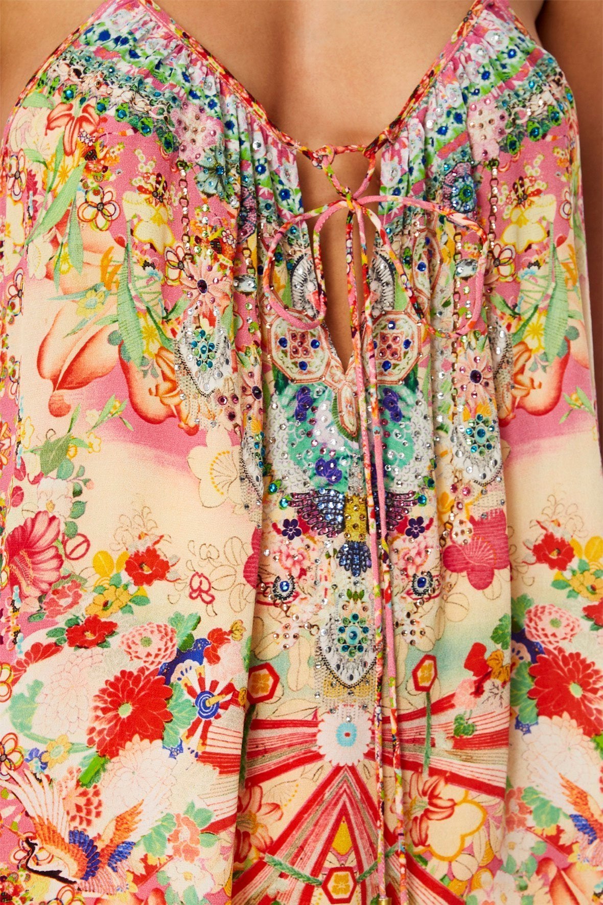 STRAP TOP WITH TIE FRONT DETAIL KIMONO KISSES