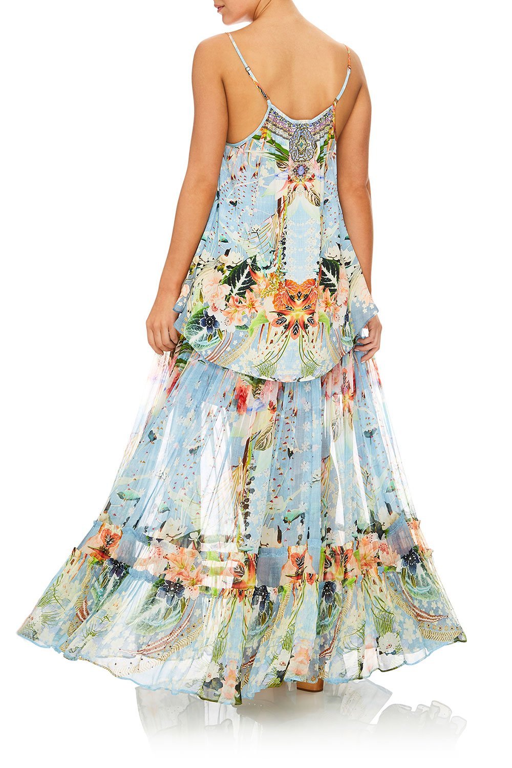 CAMILLA THE STILL ABYSS STRAP TOP W/ TIE FRONT DETAIL