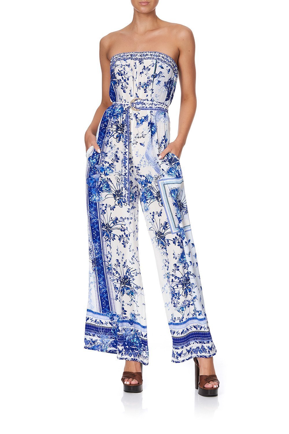 STRAPLESS JUMPSUIT WITH D RING BELT CARDS FROM THE COAST