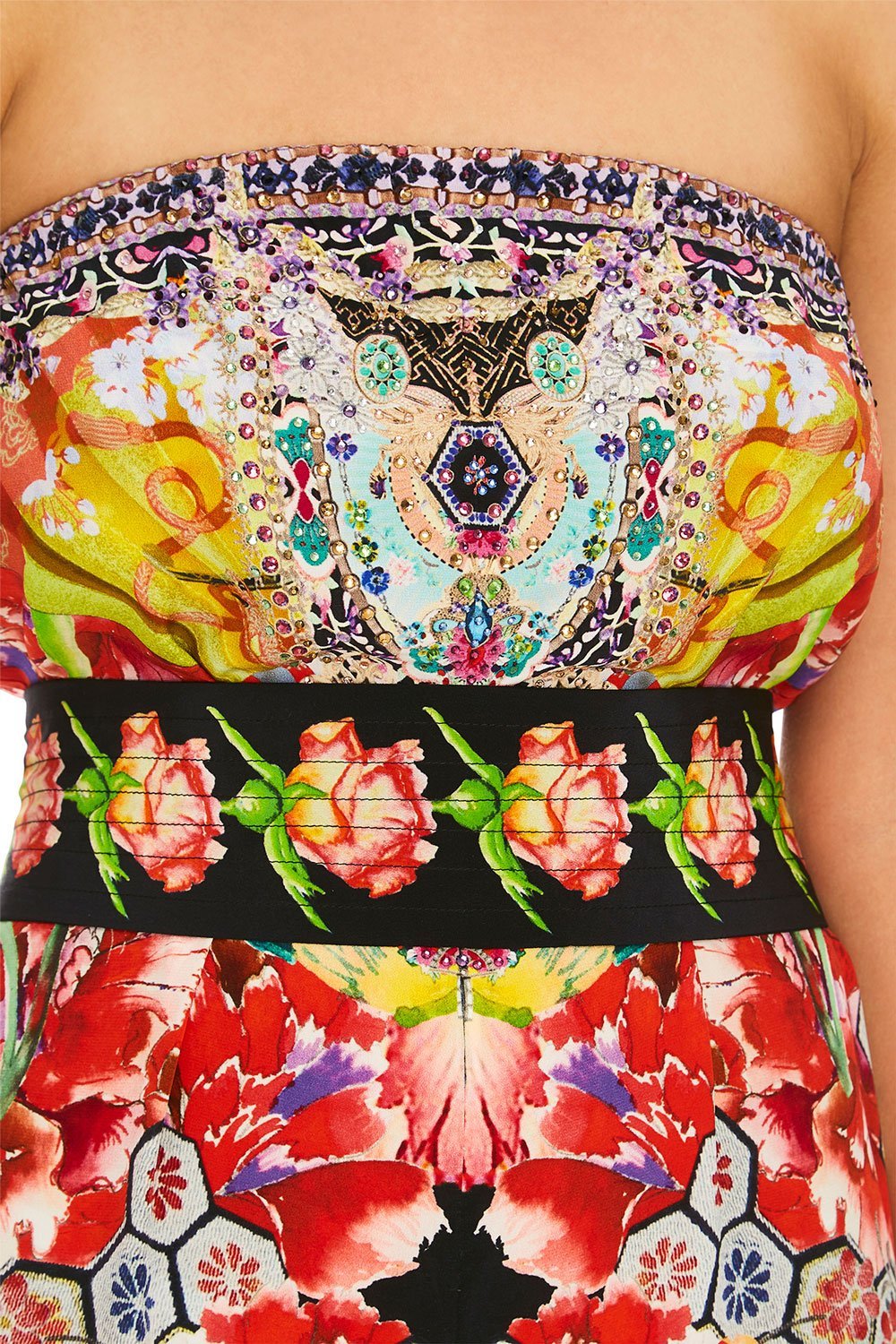 CAMILLA PAINTED LAND STRAPLESS JUMPSUIT W/ JKT BELT