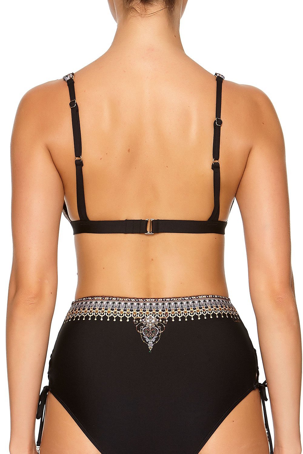 STRAPPY FIXED HIGH TRI BRA BLACK